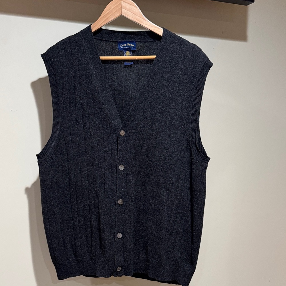 Charter Club Dark Gray Button-Up Vest